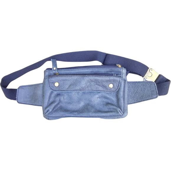 Free People Black Leather Belt Bag Fanny Pack Gold Hardware Adjustable - Picture 1 of 13